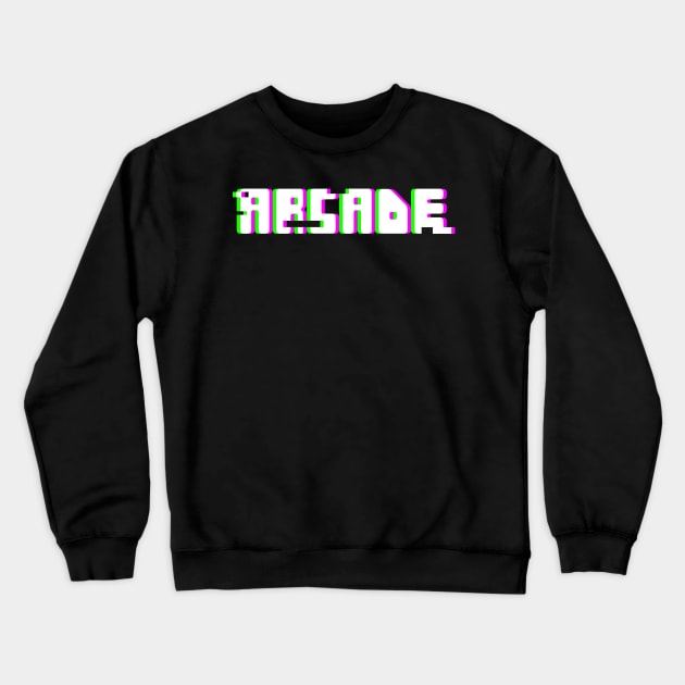 Retro Glitch ARCADE Text Crewneck Sweatshirt by MeatMan